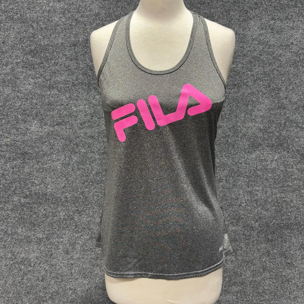 Fila Tank Top Womens Small Gray Racerback Mesh Logo Athletic Shirt Workout